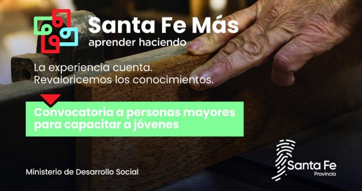 LA PROVINCIA CONVOCA A PERSONAS MAYORES A BRINDAR CURSOS DE CAPACITACIÓN EN EL MARCO DEL PROGRAMA SANTA FE MÁS