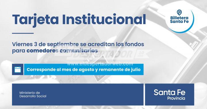 SE ACREDITARÁN ESTE VIERNES LOS FONDOS DE LA TARJETA INSTITUCIONAL