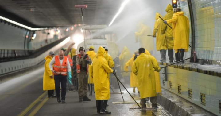 ATENCIÓN CONDUCTORES COSTEROS REALIZARÁN TAREAS DE LIMPIEZA EN EL INTERIOR DEL TÚNEL SUBFLUVIAL