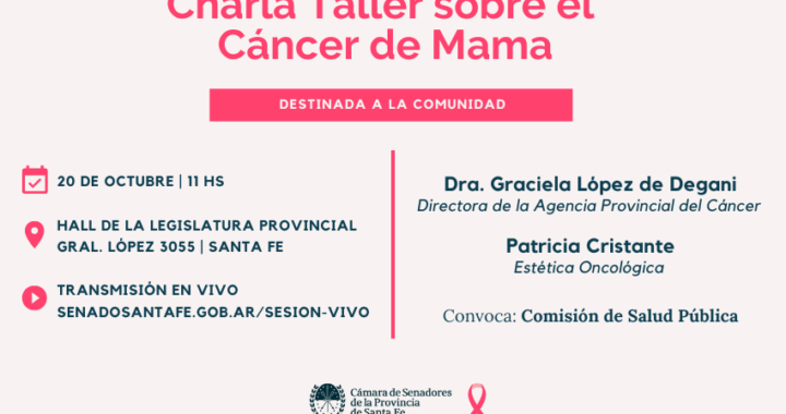 EL SENADO BRINDARÁ UNA CHARLA TALLER SOBRE EL CÁNCER DE MAMA DESTINADA A LA COMUNIDAD