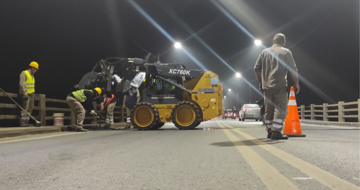 TRABAJOS NOCTURNOS EN EL PUENTE CARRETERO