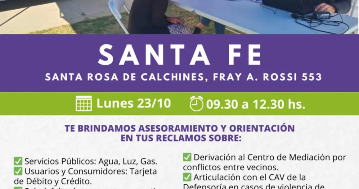 LA DEFENSORÍA DEL PUEBLO ATENDERÁ HOY EN EL PUNTO DIGITAL DE SANTA ROSA DE CALCHINES