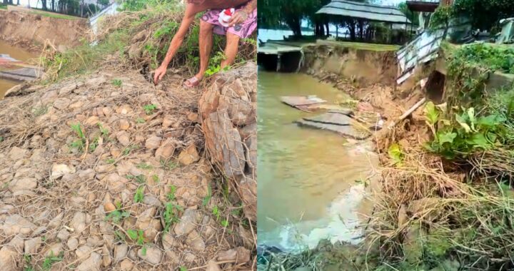 EL RÍO SE LLEVÓ LA TIERRA EN FINCAS DE COLASTINÉ PROVOCÓ DESMORONAMIENTO Y ALERTAN POR RIESGO DE DERRUMBE