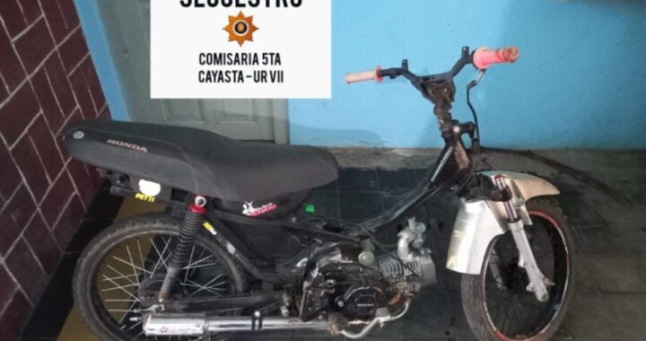 RECUPERARON EN CAYASTÁ UNA MOTO ROBADA EN SANTA FE