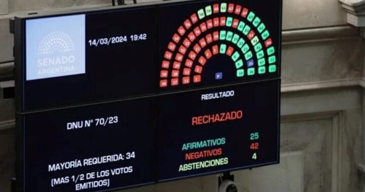 EL SENADO RECHAZÓ EL DNU DE MILEI Y SE DEFINIRÁ EN DIPUTADOS