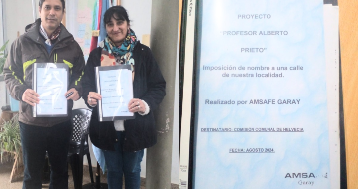 HOMENAJE AL PROFESOR ALBERTO PRIETO: AMSAFE GARAY PRESENTÓ UN PROYECTO EN HELVECIA PARA QUE UNA CALLE LLEVE SU NOMBRE