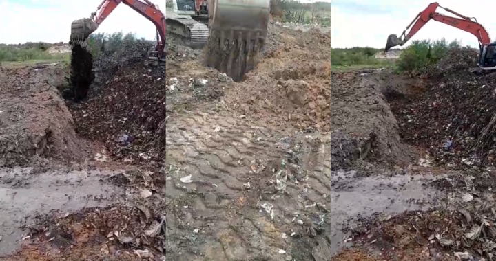 NUEVAMENTE DENUNCIAN EL MAL MANEJO DEL BASURAL EN CALLEJÓN PINTOS  «ACÁ SE ESTÁ ENTERRANDO LA BASURA DE VUELTA»