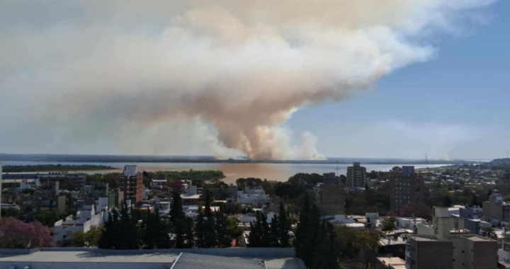 DENSAS COLUMNAS DE HUMO AFECTAN A PARANÁ POR QUEMA DE PASTIZALES EN ZONA DE COLASTINÉ SUR