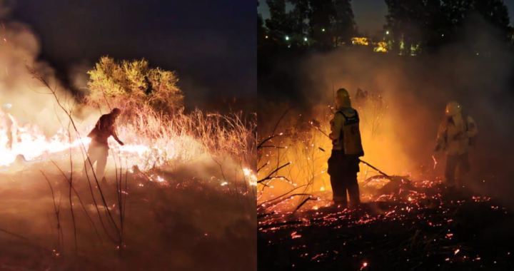 BOMBERO SOFOCARON UN INCENDIO DE PASTIZALES EN LA RUTA 168 CERCA DE LA UNL