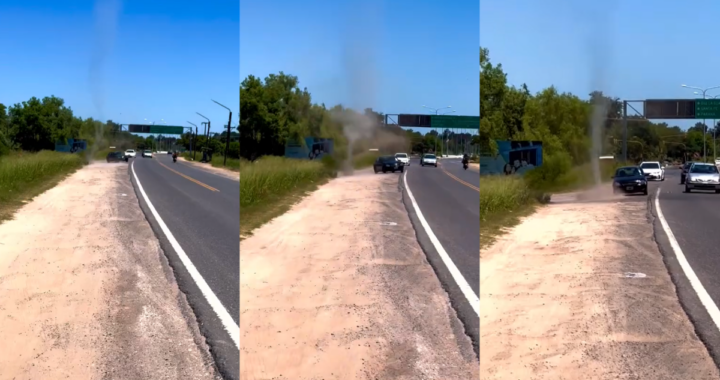 TROMBAS DE VIENTO EN RUTA 1: UN VECINO DE RINCÓN REGISTRÓ CON SU CELULAR UN FENÓMENO METEOROLÓGICO INUSUAL